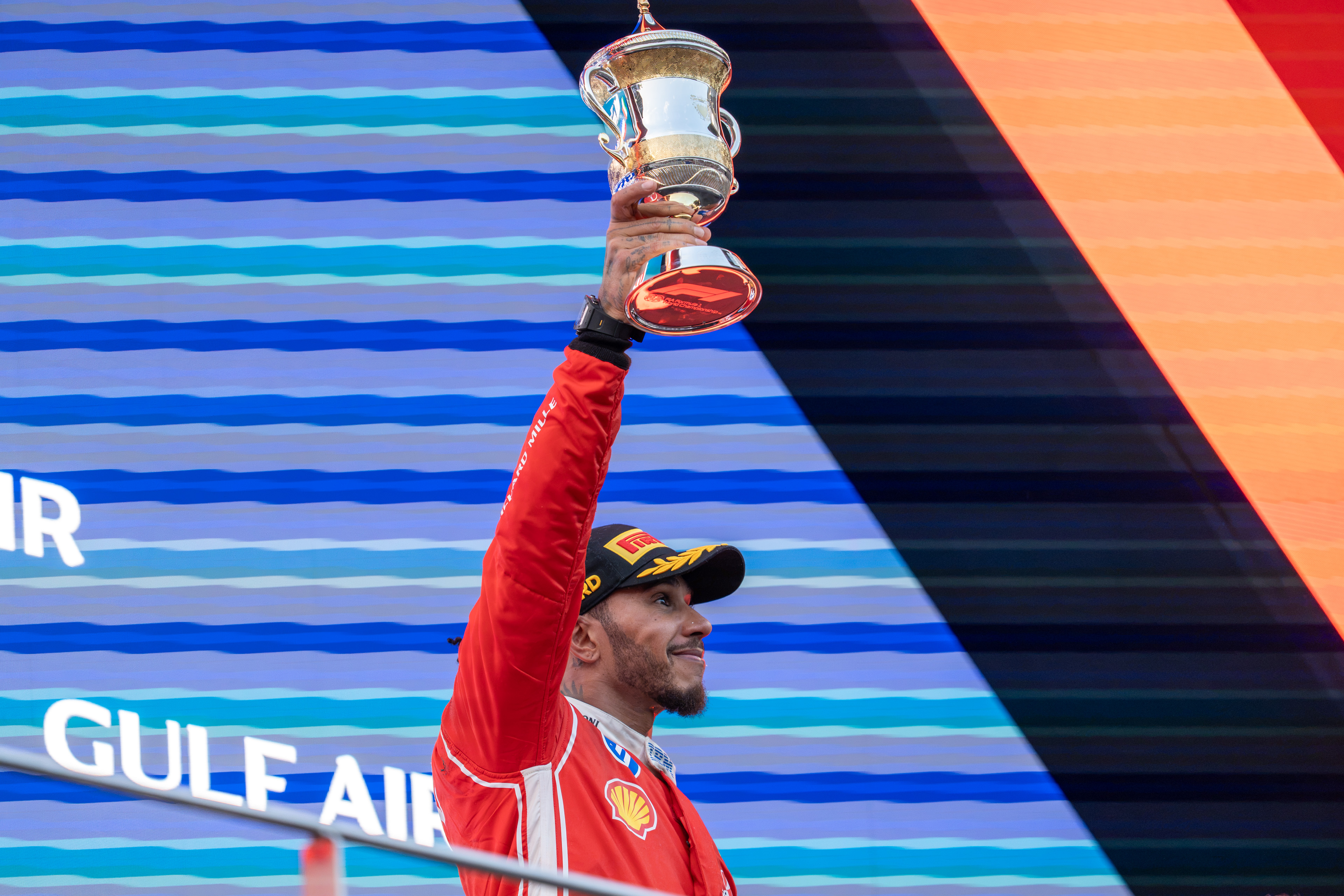 Formula 1 driver Lewis Hamilton driving for Ferrari at the Bahrain Grand Prix in Malaysia