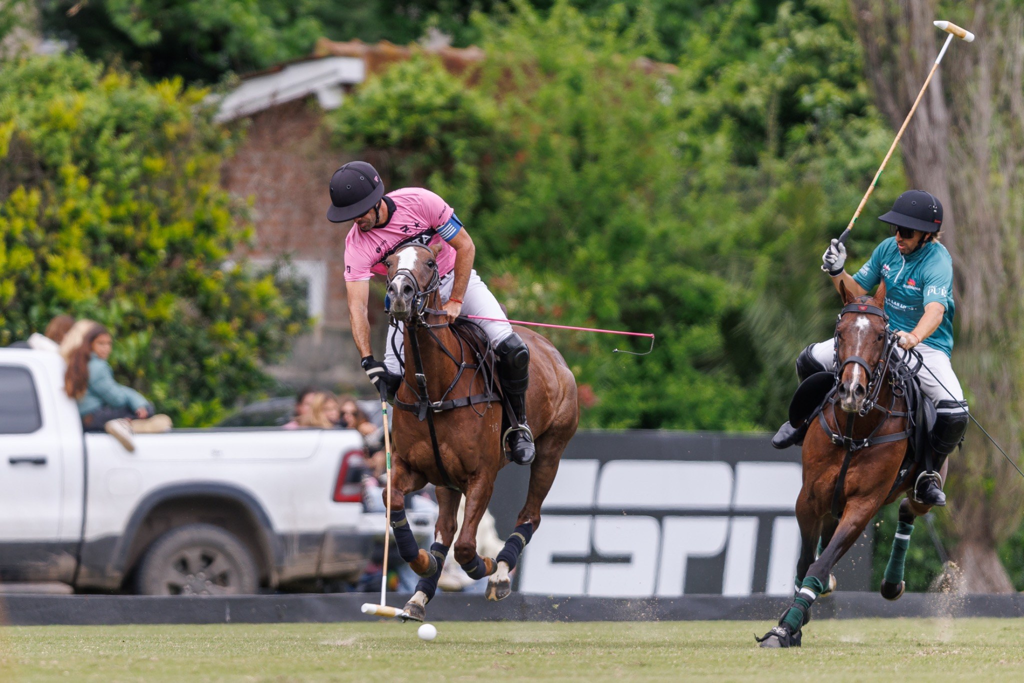 Polo match action at the Tortugas Open at Tortugas Country Club in Argentina