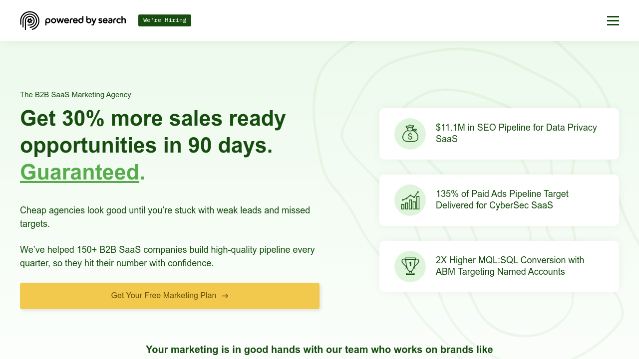 Screenshot of https://www.poweredbysearch.com