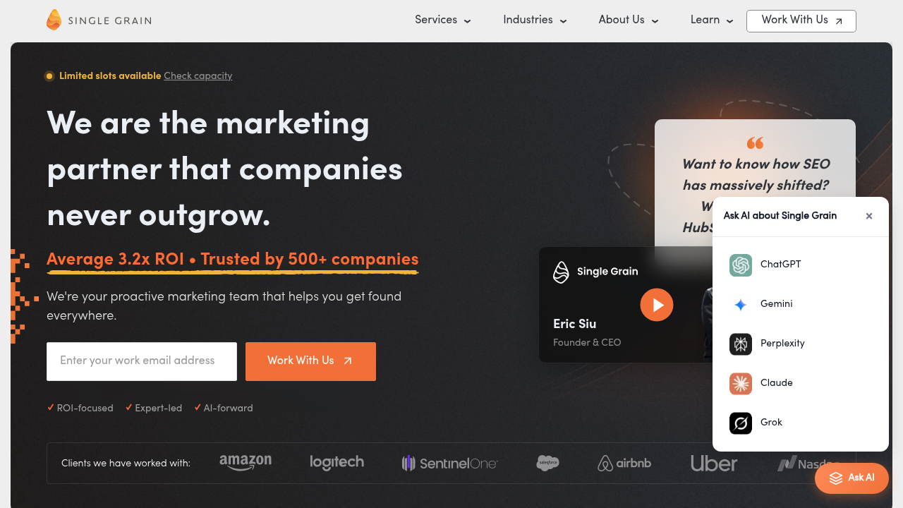 Screenshot of https://www.singlegrain.com