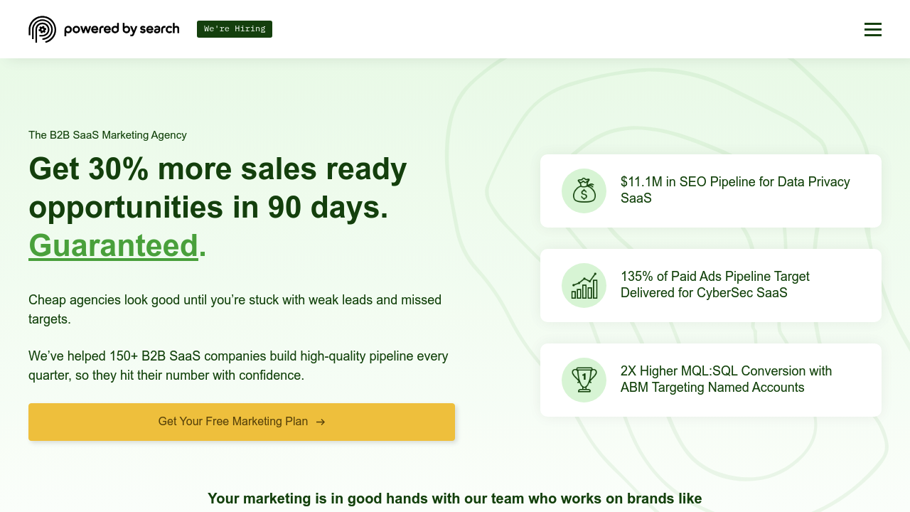 Screenshot of https://www.poweredbysearch.com