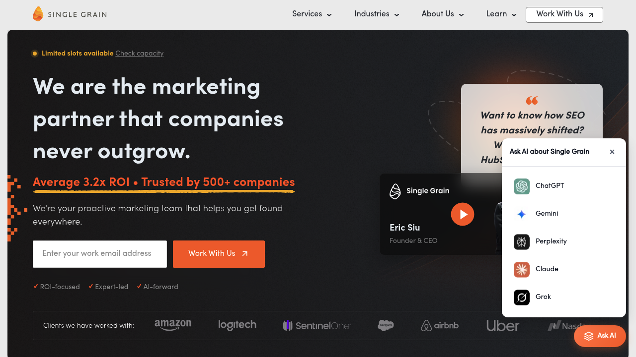 Screenshot of https://www.singlegrain.com