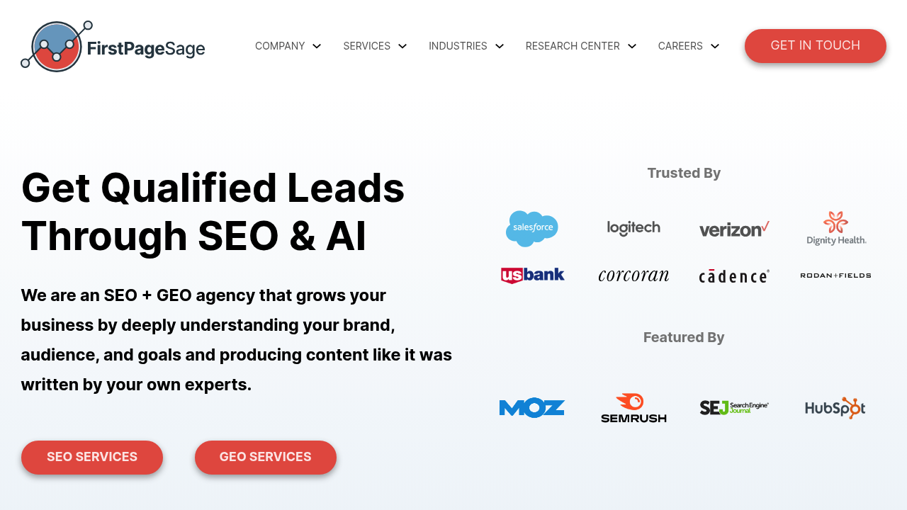 Screenshot of https://firstpagesage.com