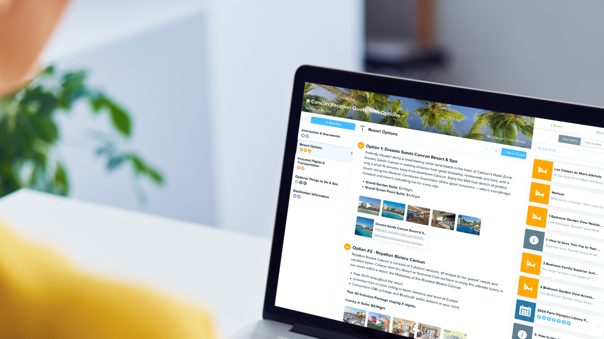 Travel advisor building an itinerary.