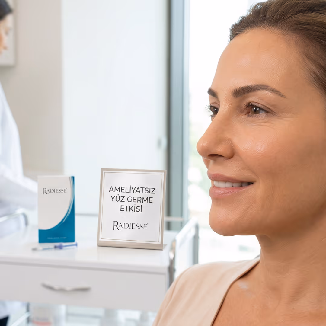 Radiesse ile ameliyatsız yüz germe öncesi sonrası