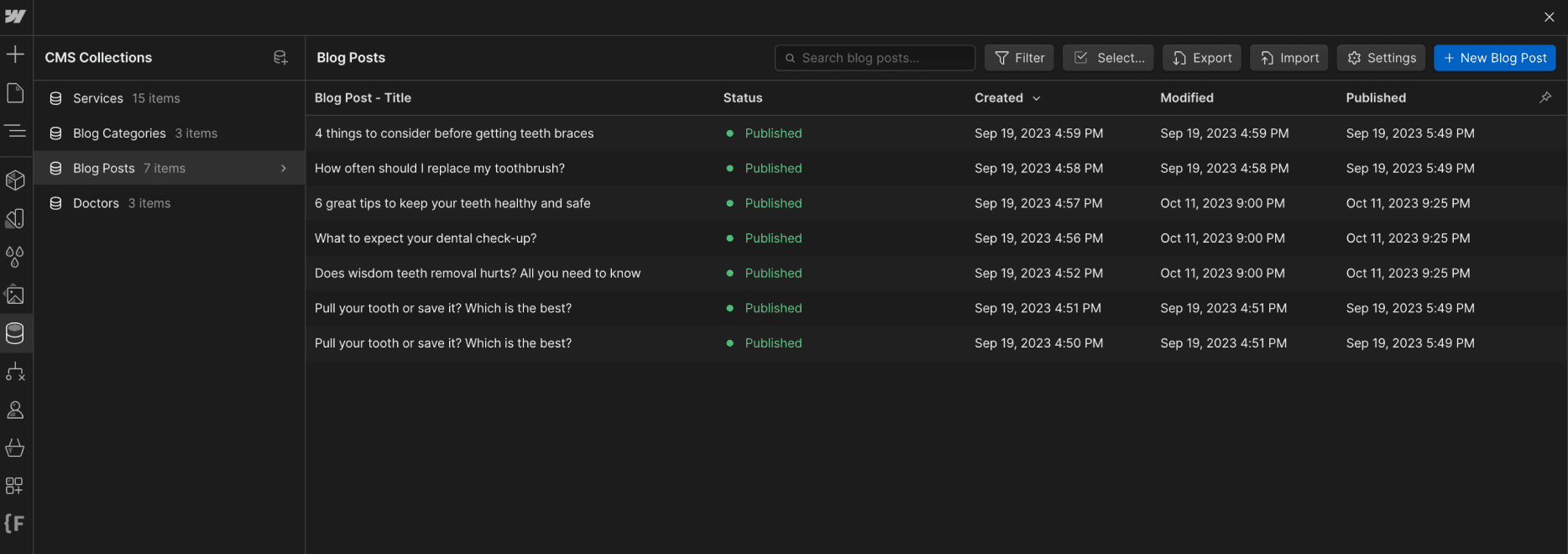 CMS Collection - Dentistry X Webflow Template