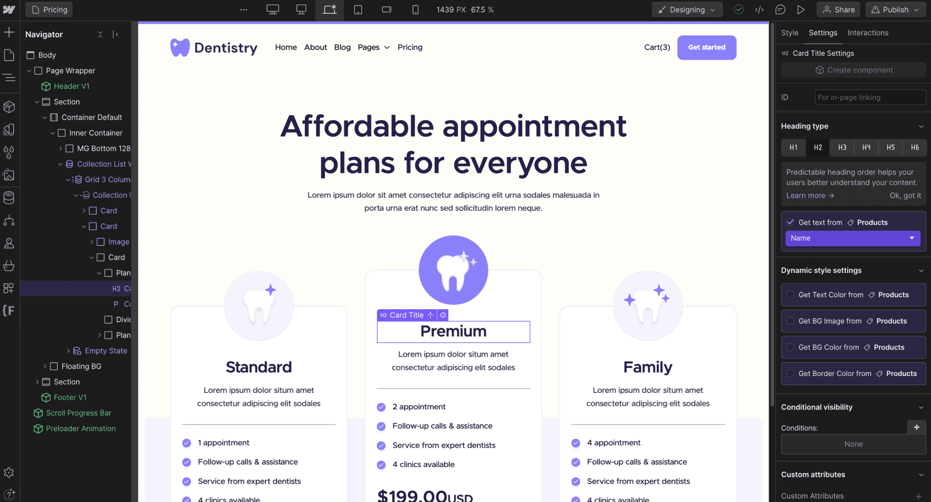 Ecommerce Content - Dentistry X Webflow Template