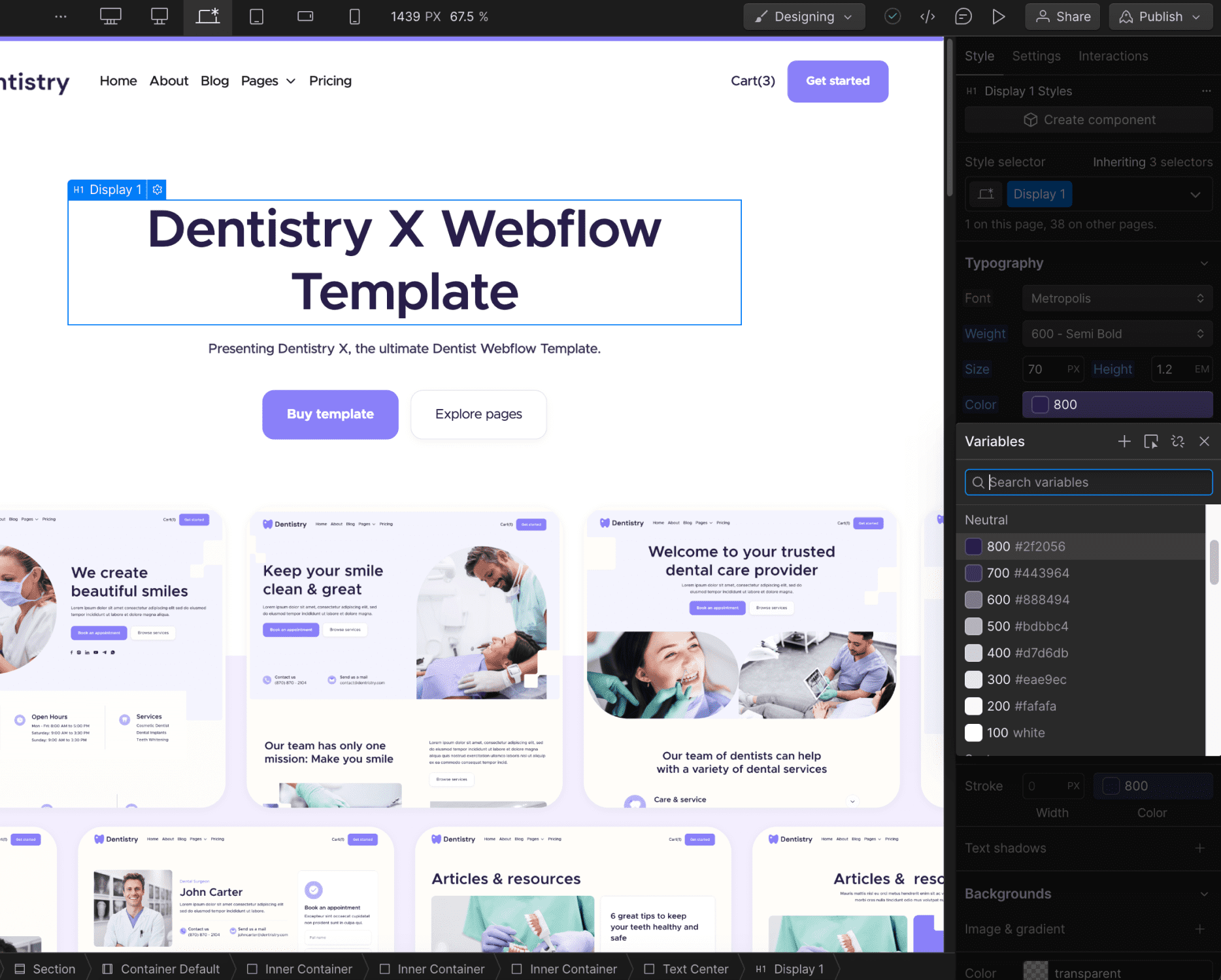 Color - Dentistry X Webflow Template