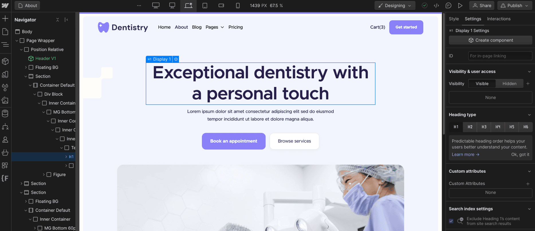 Static Content - Dentistry X Webflow Template