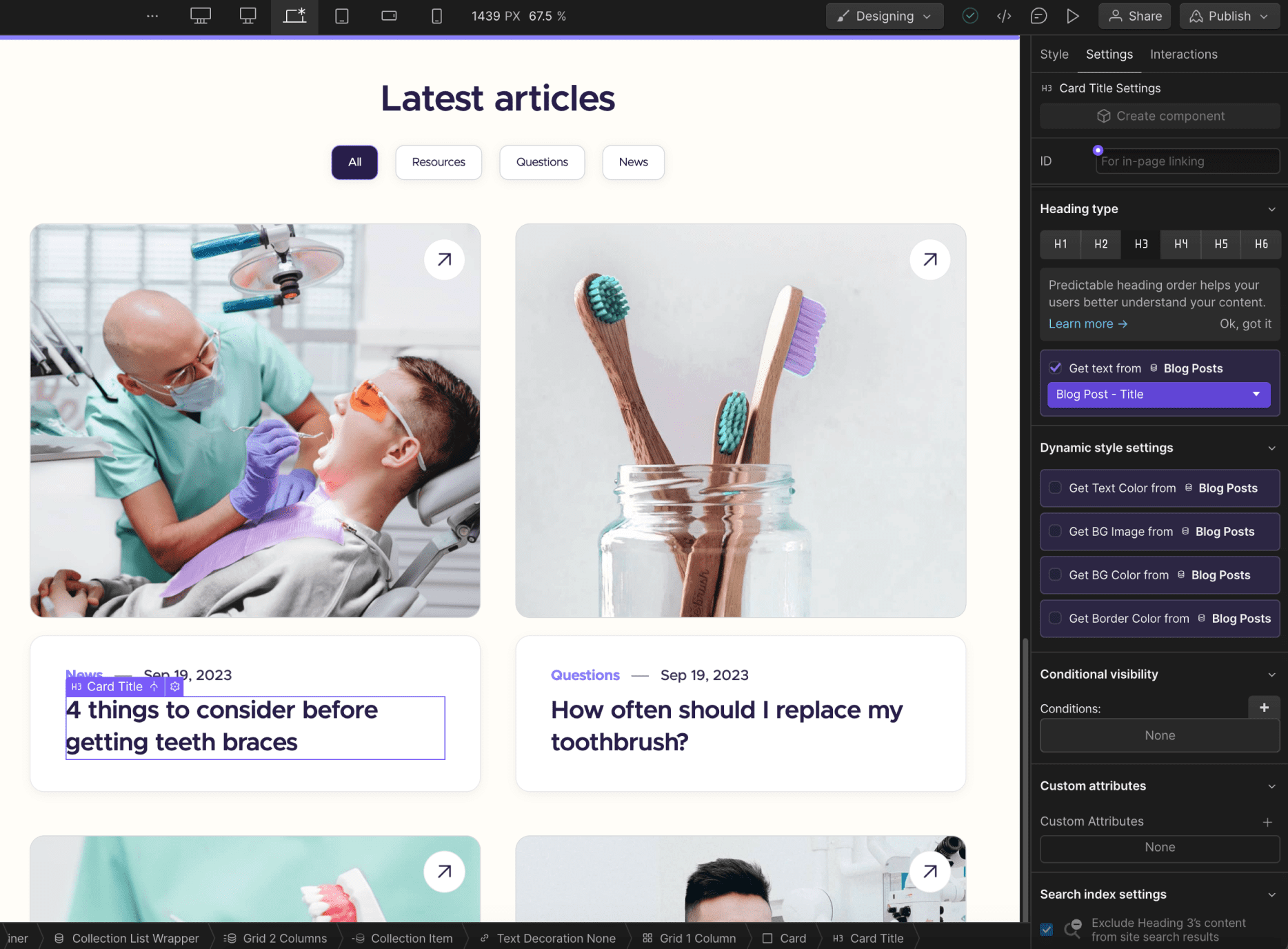 CMS Content - Dentistry X Webflow Template