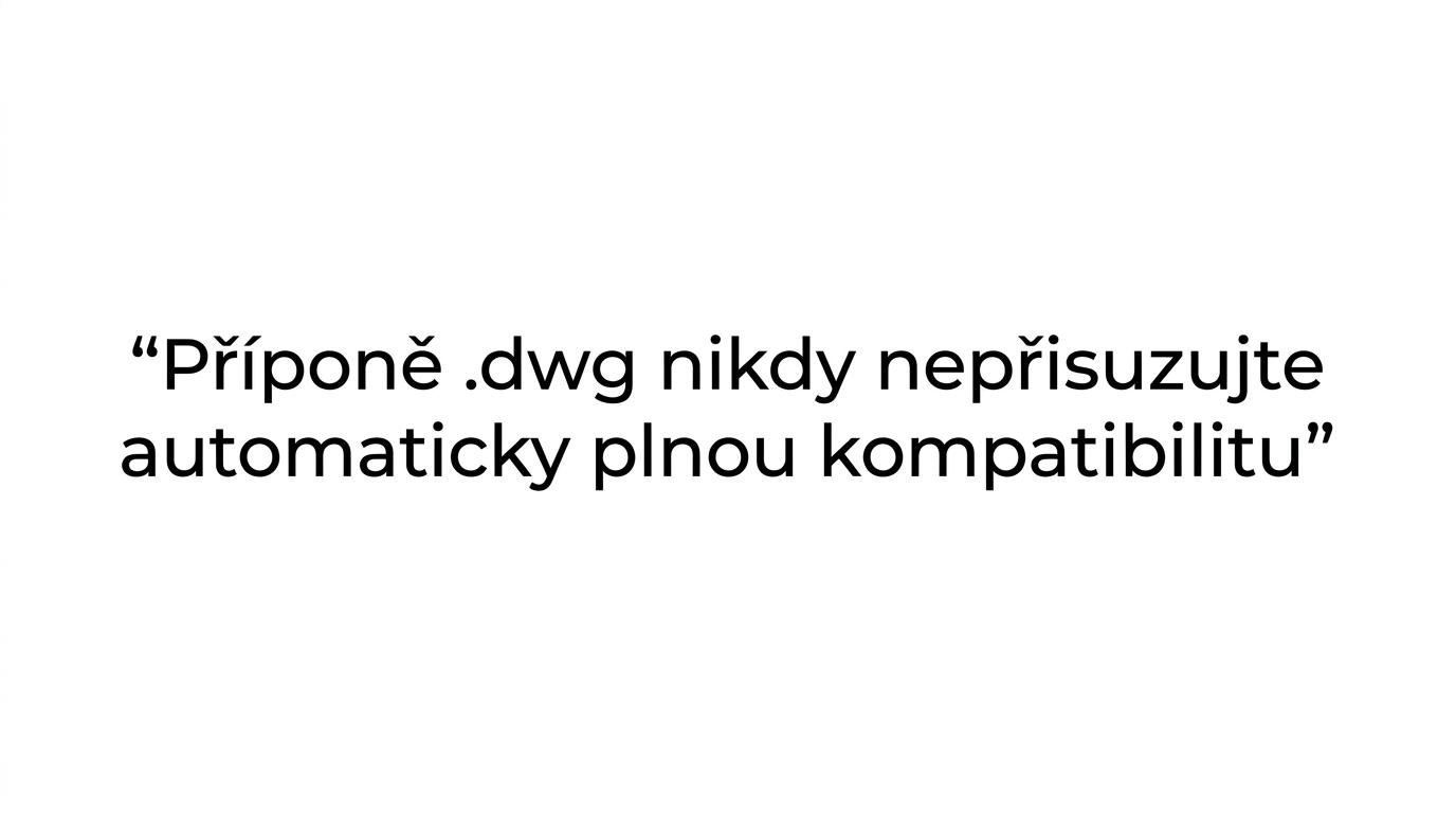 Zvýrazněná věta upozorňující, že samotná přípona .dwg nezaručuje plnou kompatibilitu.