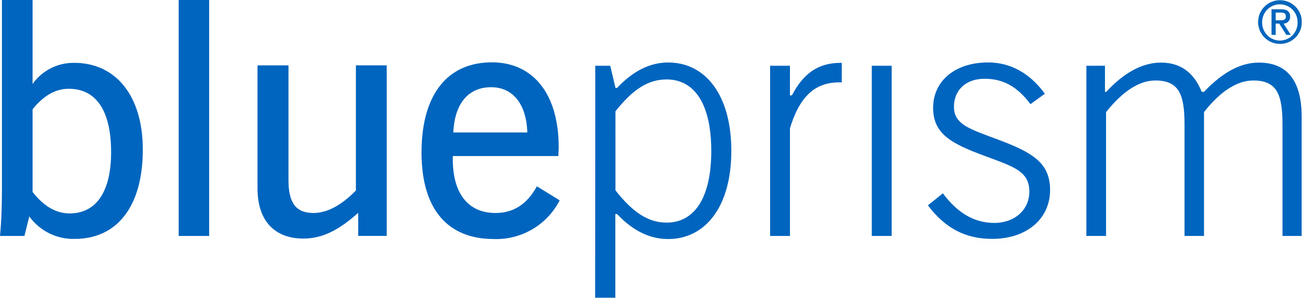 Blue Prism brand name in blue text with registered trademark symbol.