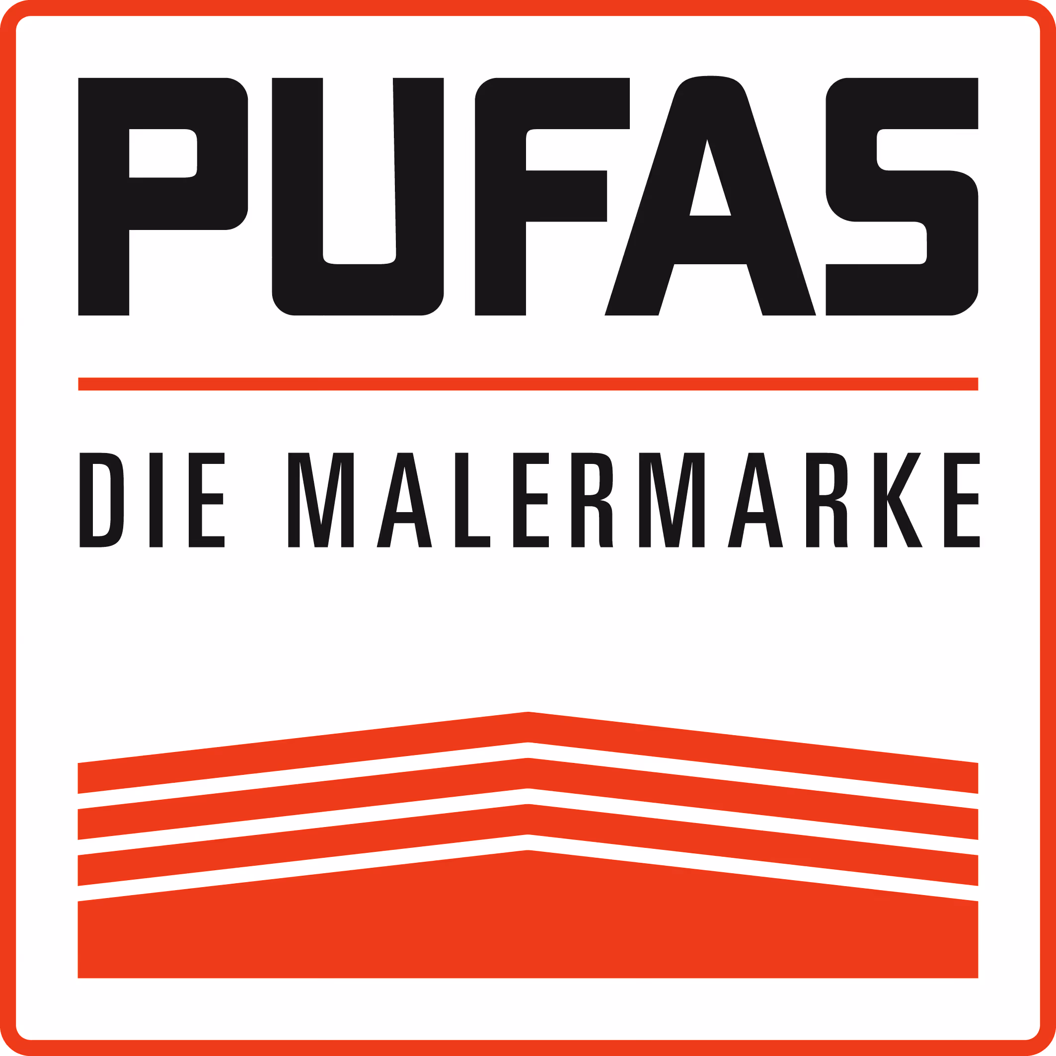 PUFAS brand logo with the text Die Malermarke and a red stylized building shape below.