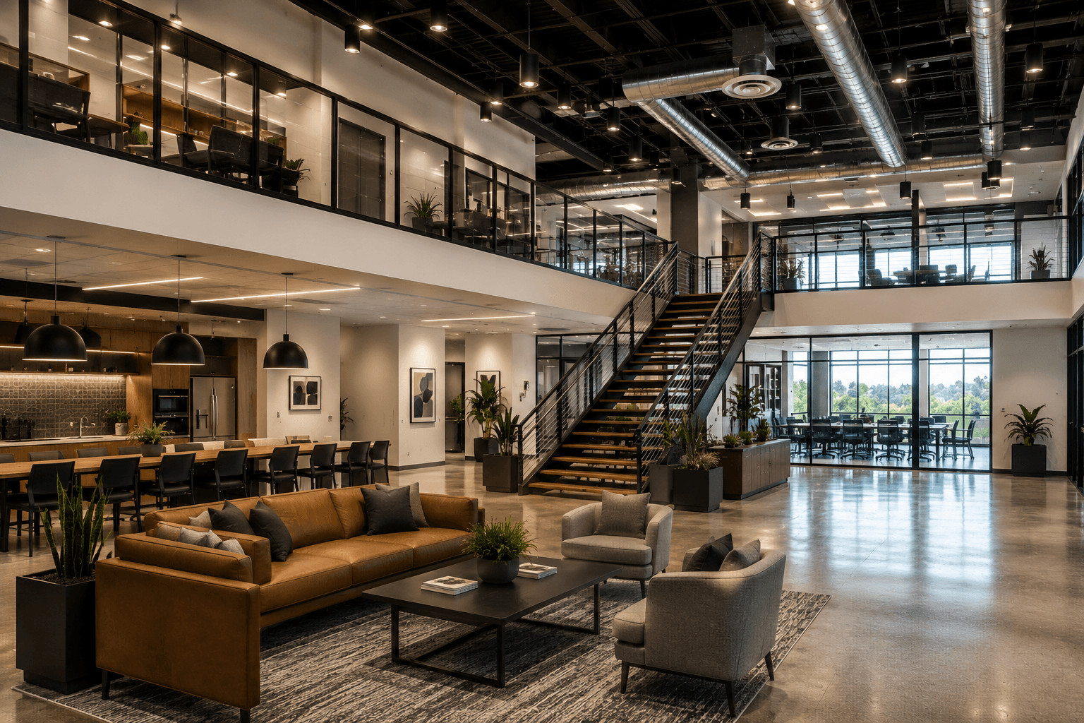 Modern office lobby with sleek design