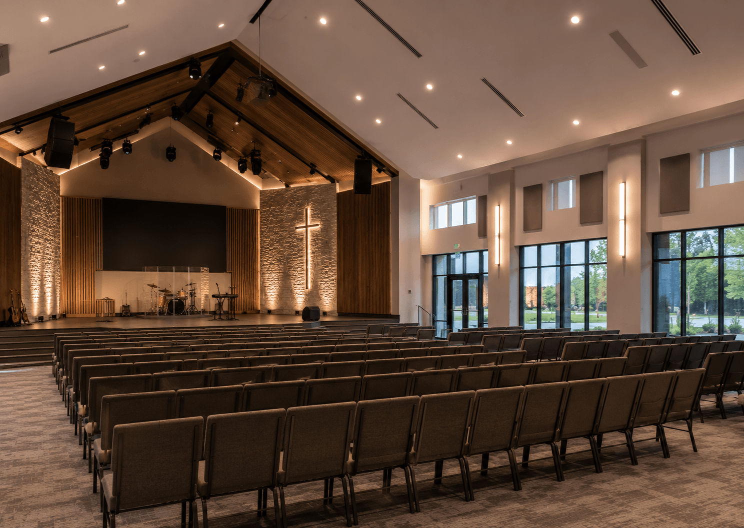 Modern church sanctuary with contemporary design