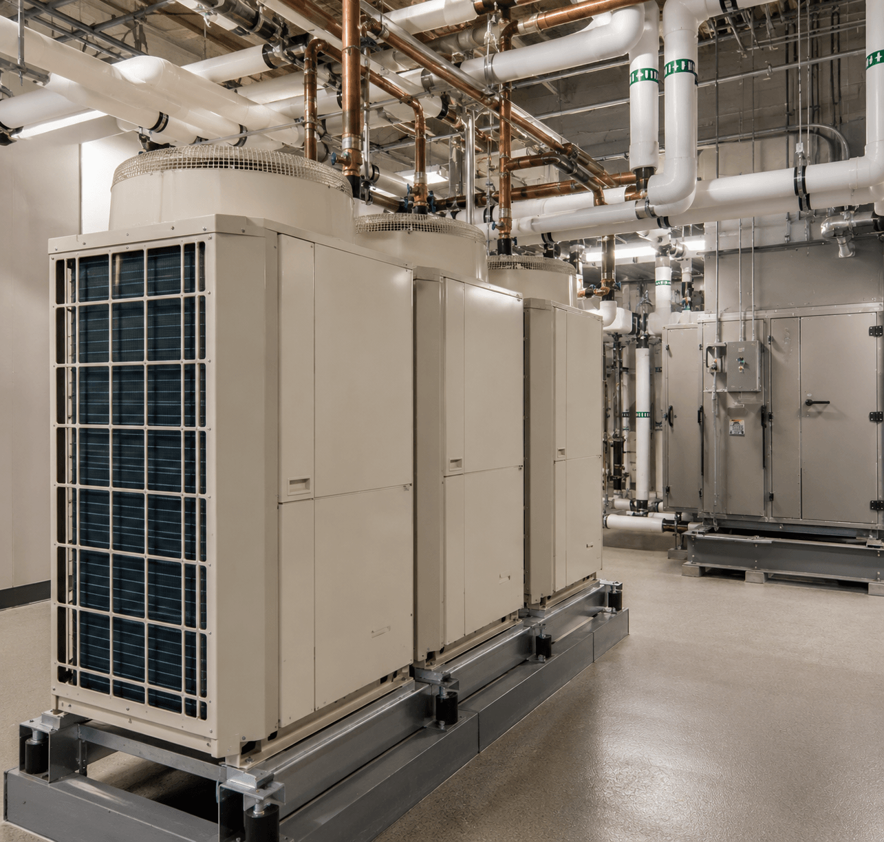 Industrial HVAC system in mechanical room