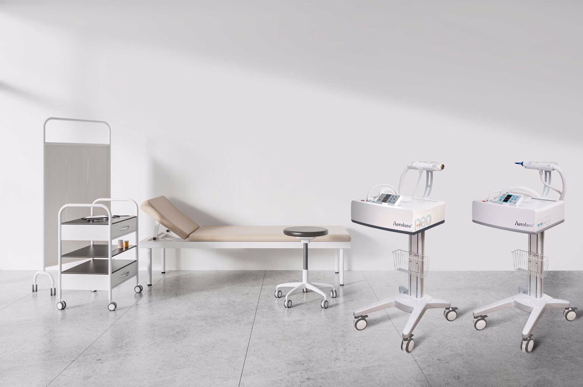 A pair of medical equipment sitting on top of a wooden floor