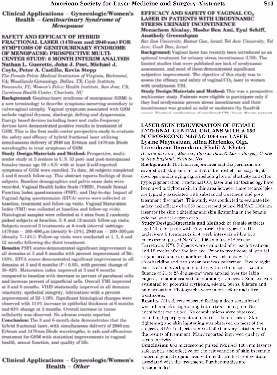 rejuvenation of female external genital organs with 650-microsecond laser