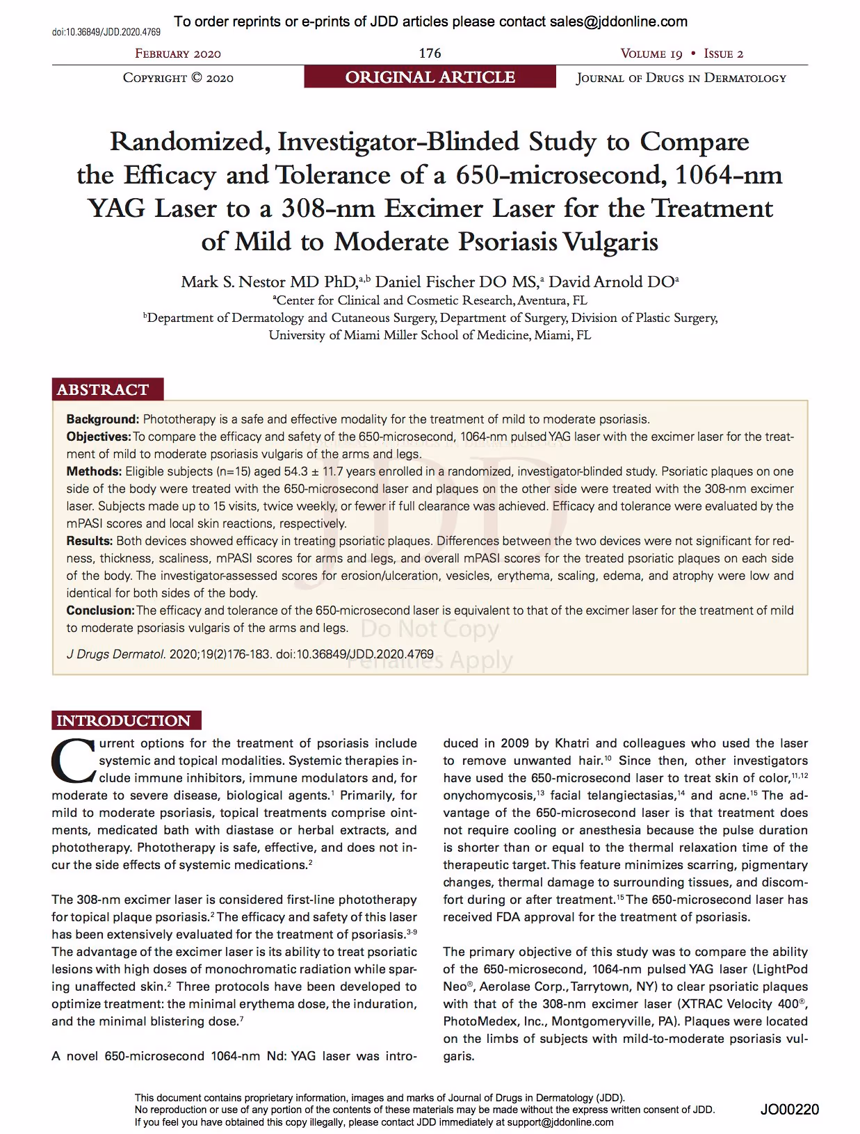 comparing efficacy of 1064-nm yag laser to 308-nm excimer laser for treatment of psoriasis
