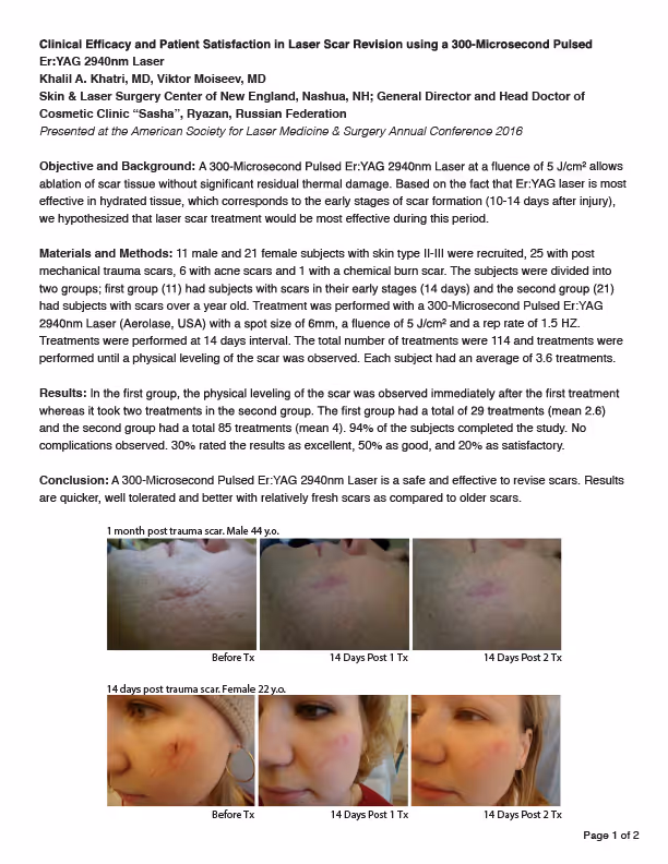 clinical efficacy in laser scar revision using 300-microsecond laser