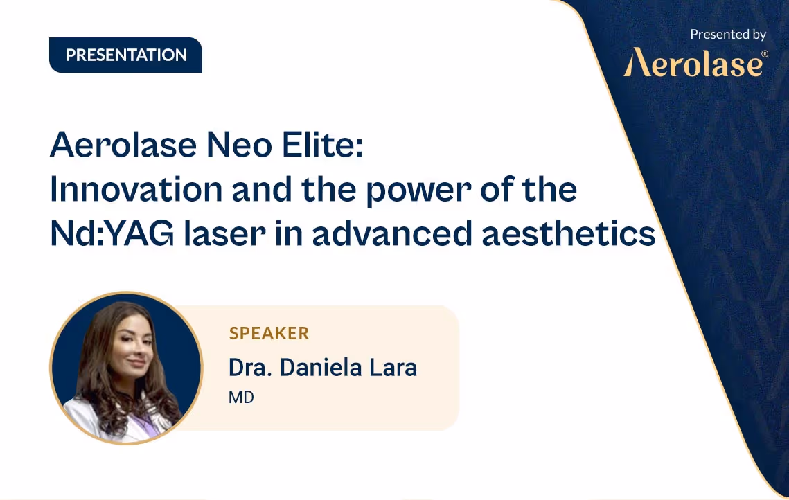 Begleiten Sie Dr. Daniela Lara bei ihrer Präsentation auf der Derma Aesthetics 2024 Konferenz, wo sie über die fortschrittliche Lasertechnologie des Aerolase Neo Elite spricht. Englische Bildunterschriften sind verfügbar.