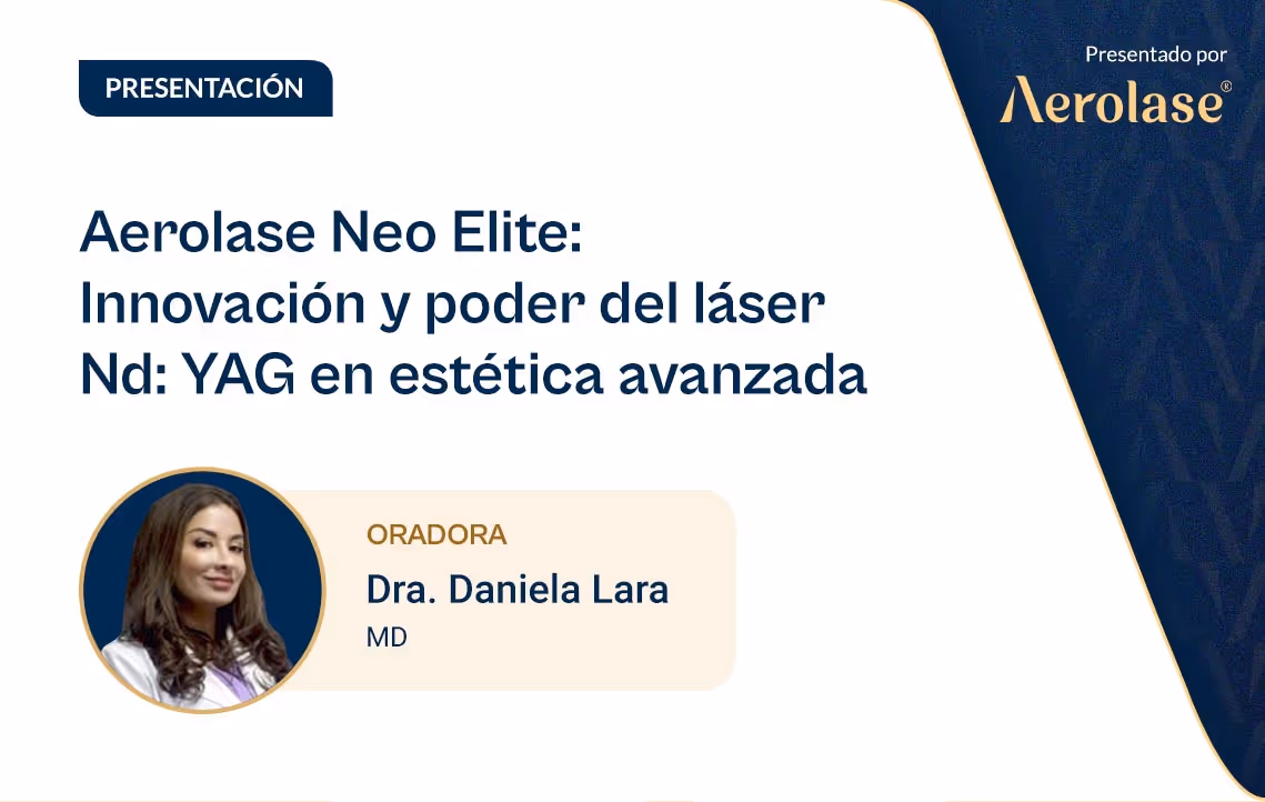 Acompaña a la Dra. Daniela Lara en su presentación en el congreso Derma Aesthetics 2024, donde habla sobre la tecnología láser avanzada del Aerolase Neo Elite. 