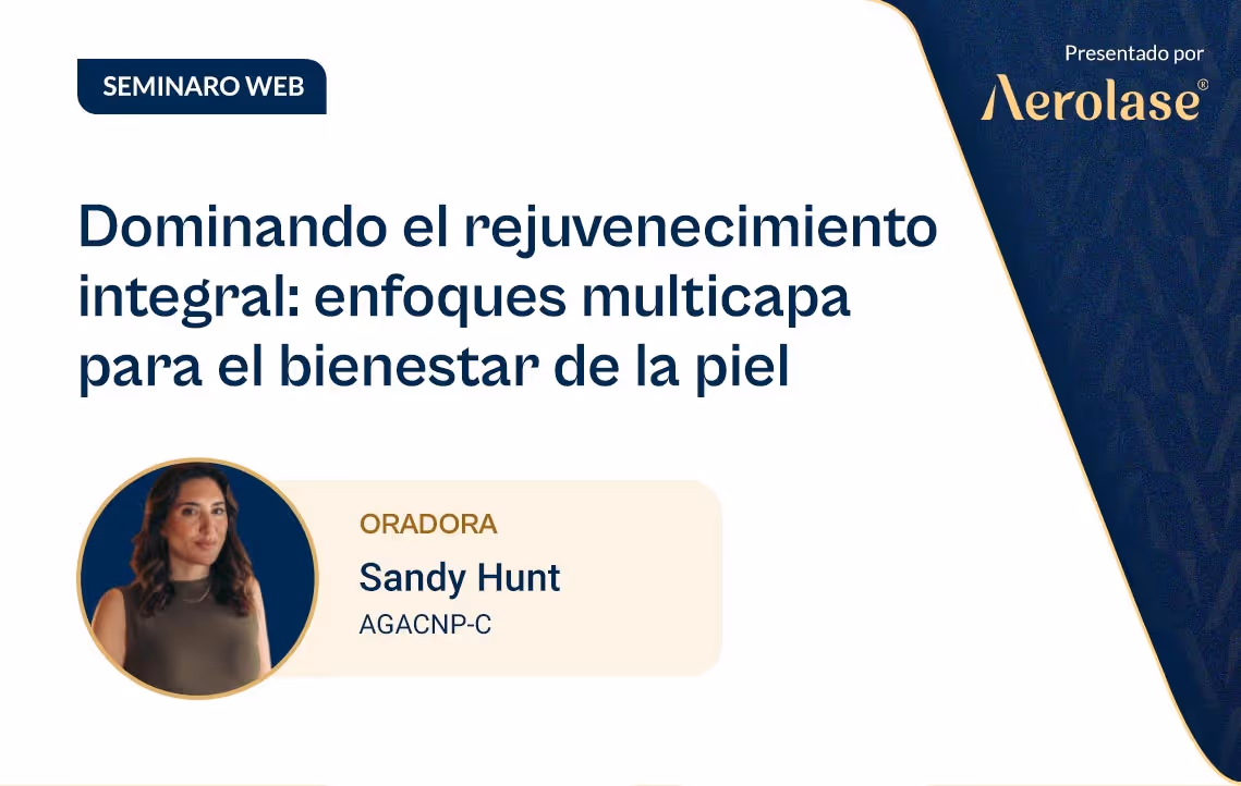 Únase a Sandy Hunt, AGACNP-C, para tres segmentos que exploran enfoques basados en evidencia integrando dispositivos médicos avanzados con terapias combinadas para optimizar la salud de la piel. Active los subtítulos para la traducción al español.