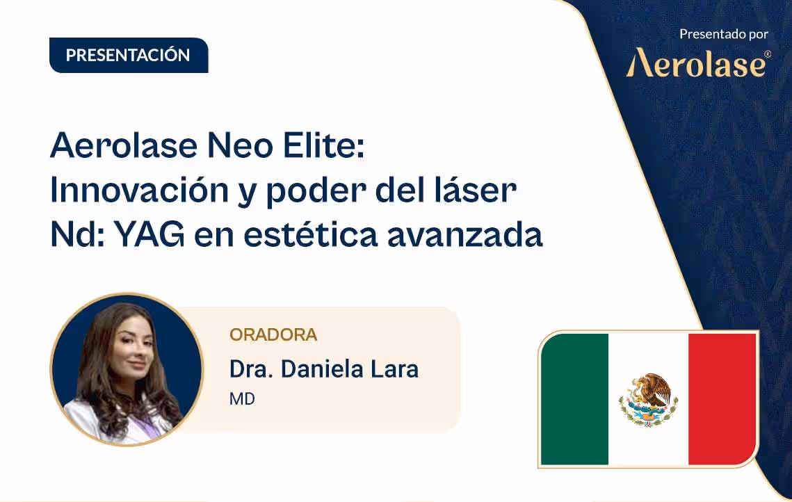 Acompaña a la Dra. Daniela Lara en su presentación en el congreso Derma Aesthetics 2024, donde habla sobre la tecnología láser avanzada del Aerolase Neo Elite. 