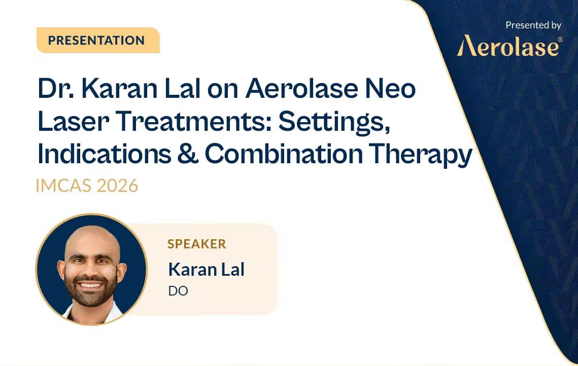 Dr. Karan Lal on Aerolase Neo Laser Treatments presentation at IMCAS 2026