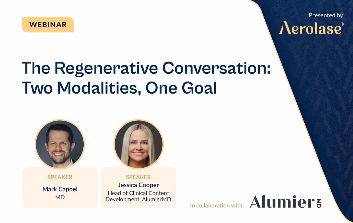 The Regenerative Conversation, two modalities, one goal, AlumierMD x Aerolase Neo laser webinar