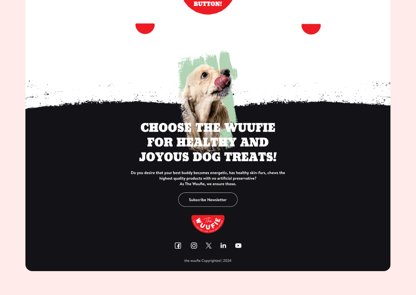 The Wuufie newsletter call to action and footer