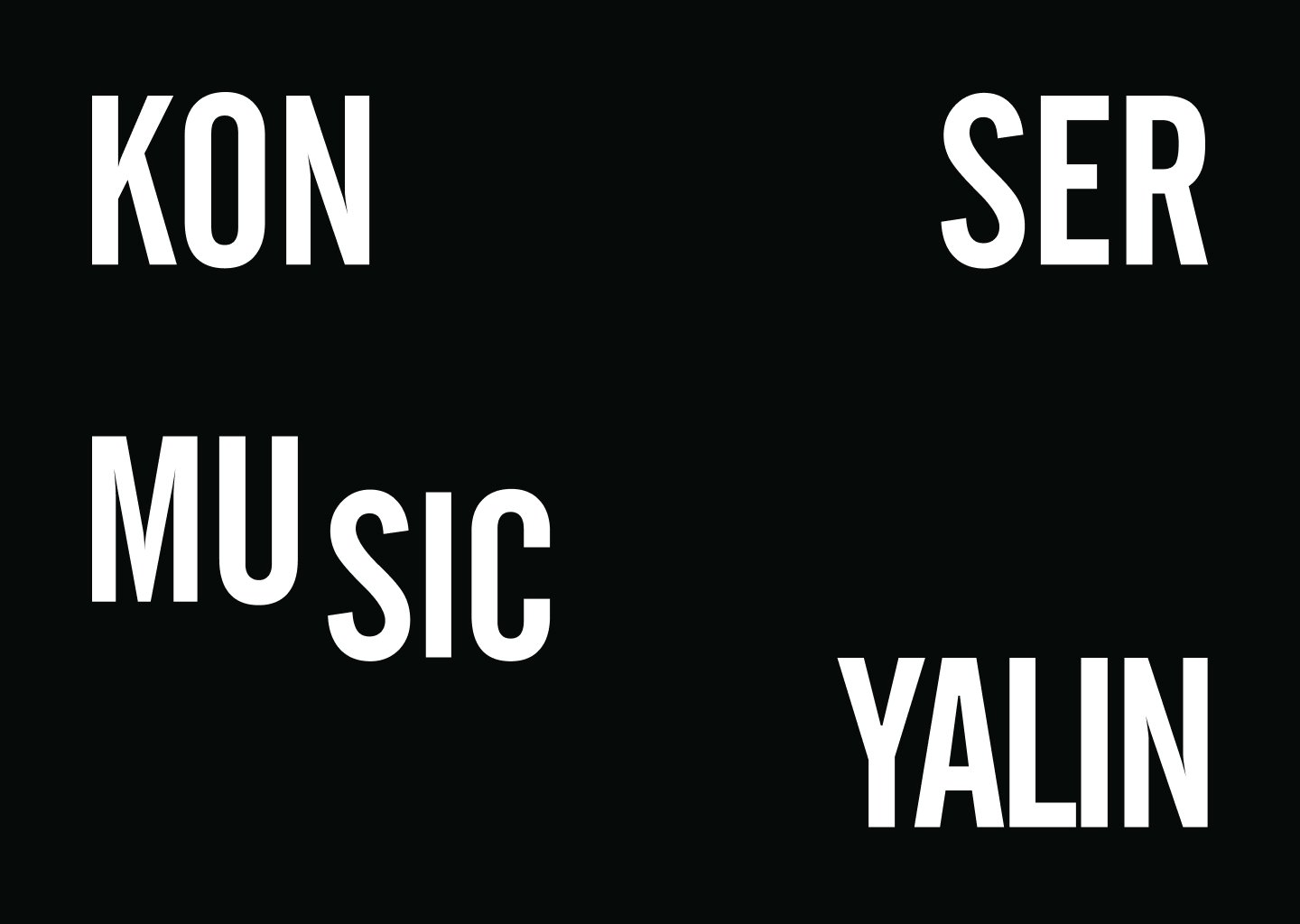 Yalın typographic layout splitting Konser, Music and Yalın across the screen