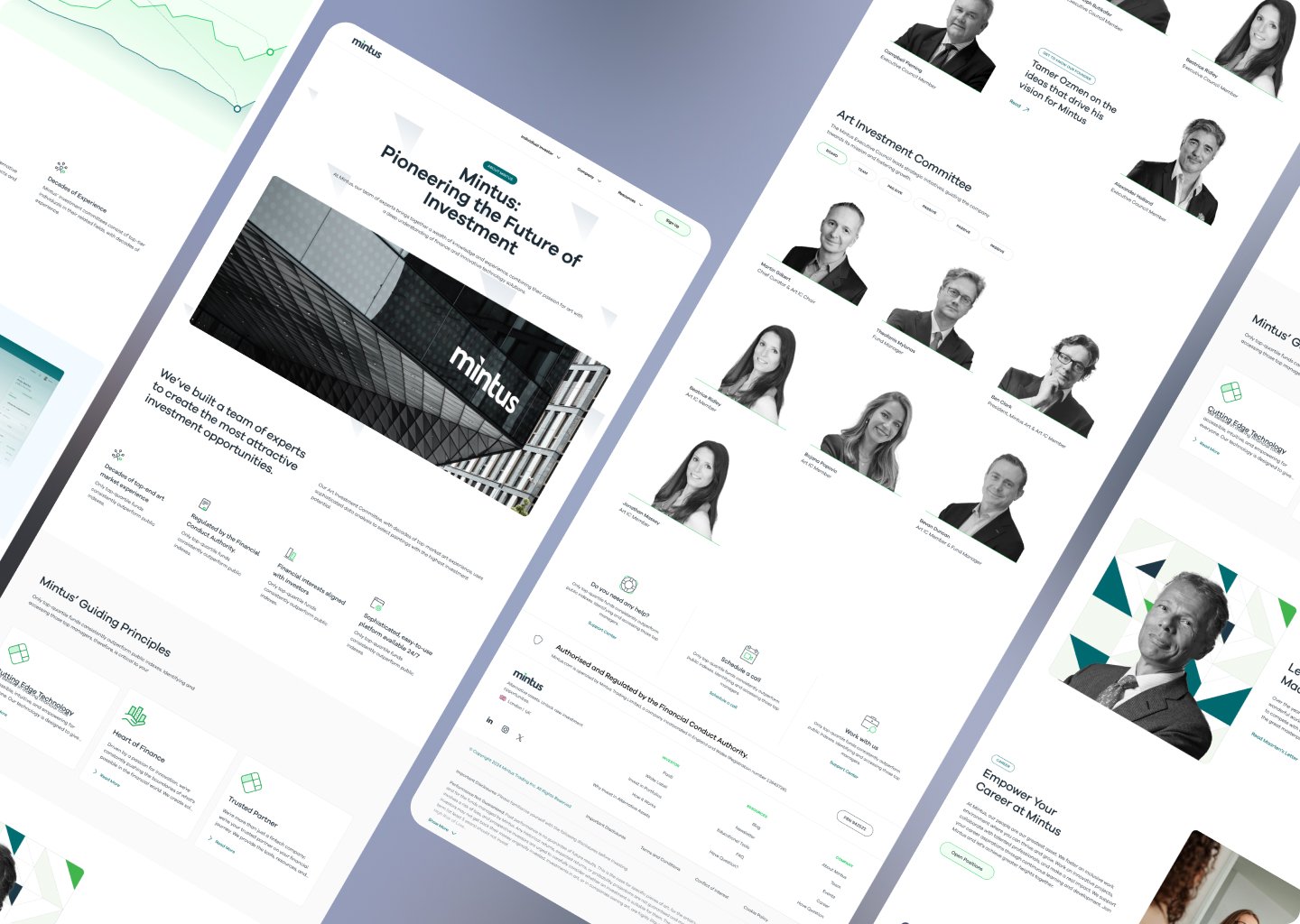 Mintus company, principles and investment committee pages at an angle