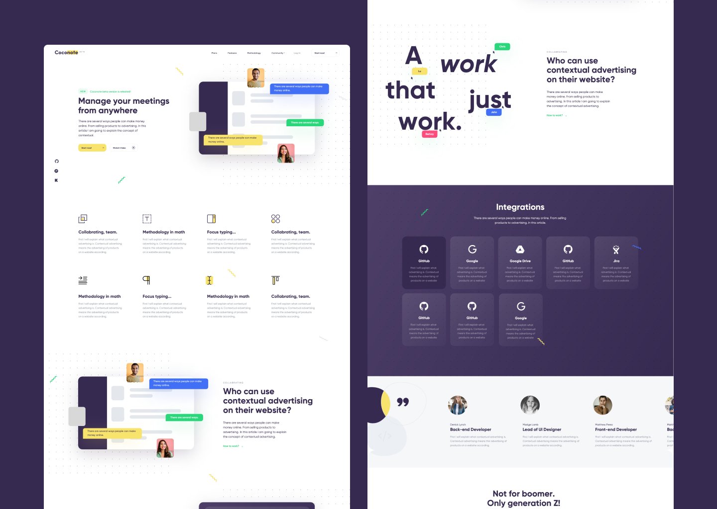 Coconote features, integrations and reviews sections
