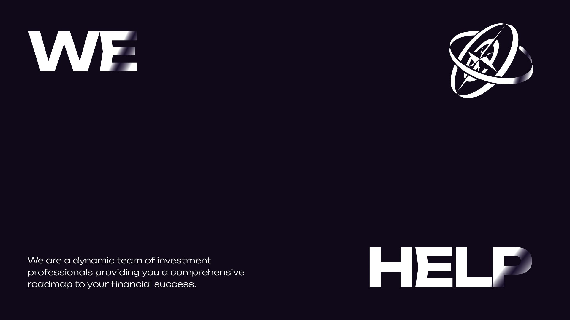Ritholtz Wealth Management 'We help' headline with the brand emblem on a dark background