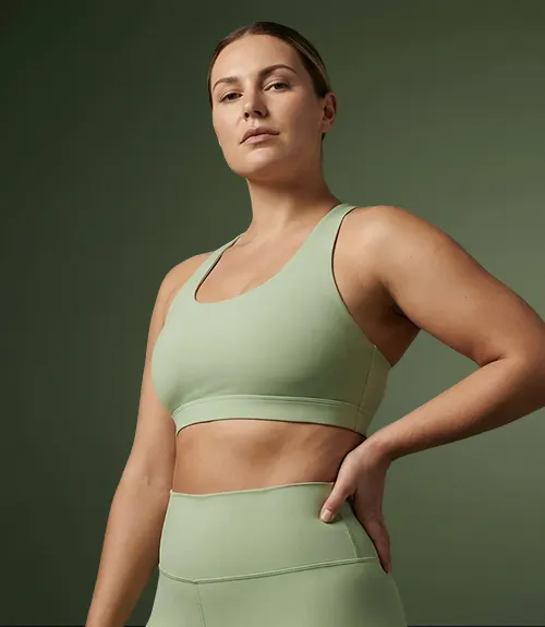 A woman looking determined in fitness attire