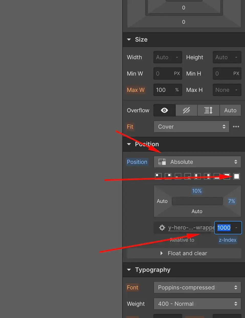 Set some settings to the images
