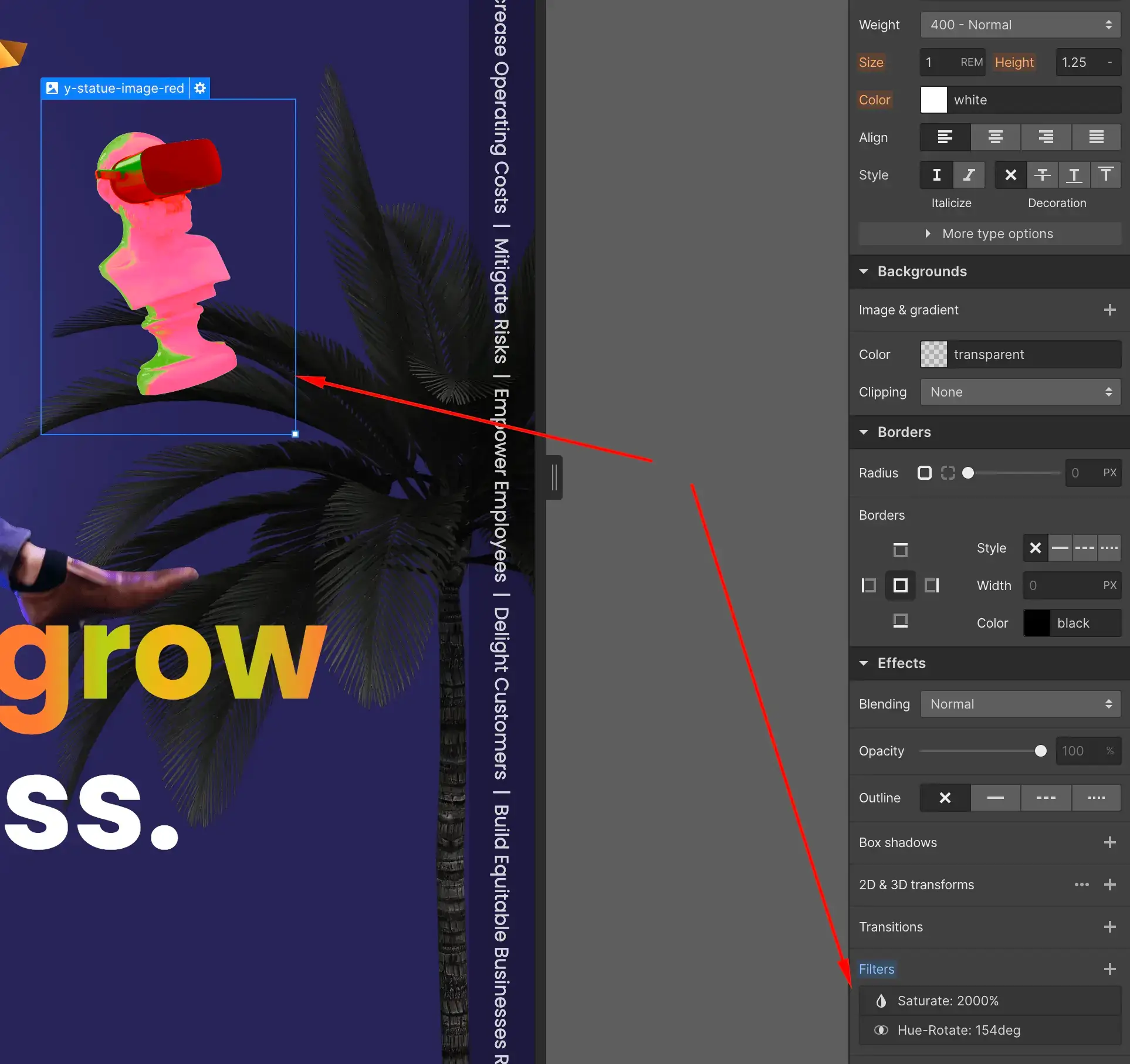 Setting filters to get red version