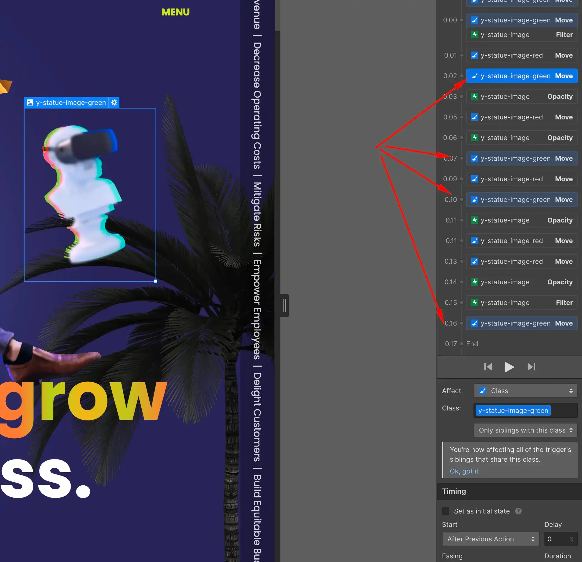 set some last moves for green layer