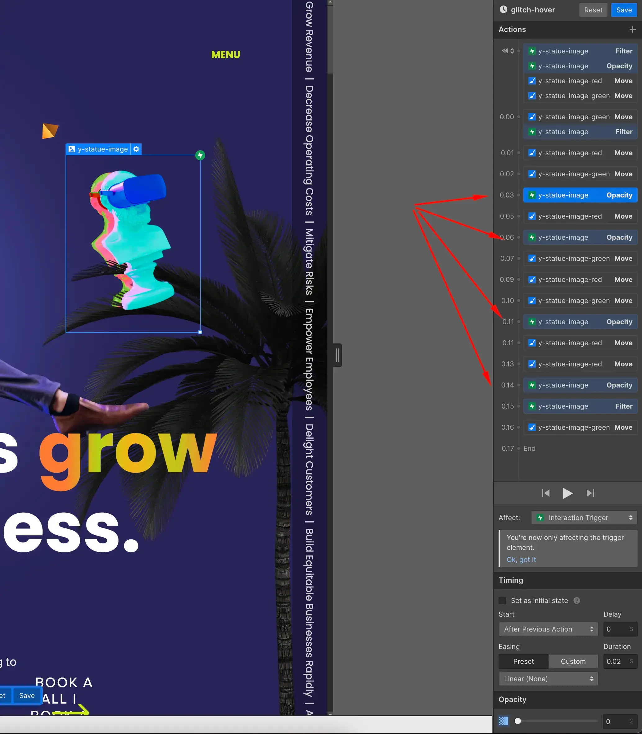 set the opacity for original image layer