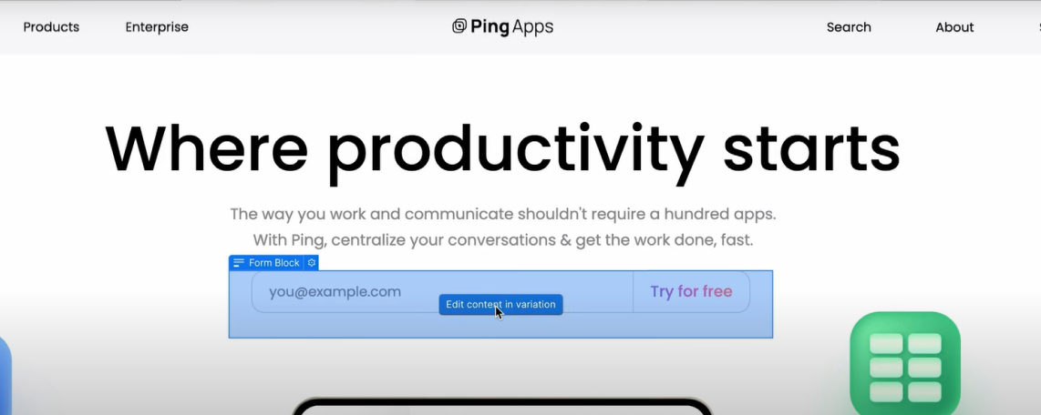 edit variations for A/B testing
