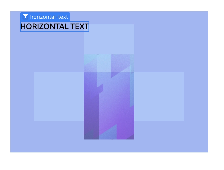 demonstration of an image and a text block with a 'horizontal-text' class placed horizontally on top of the image