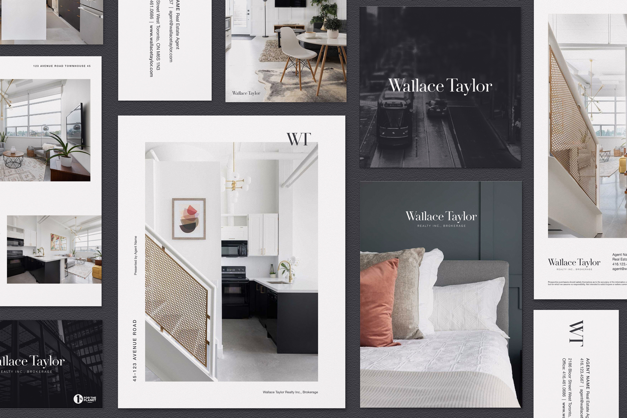 Boutique real estate brokerage logo and brand assets. Wallace Taylor visual identity