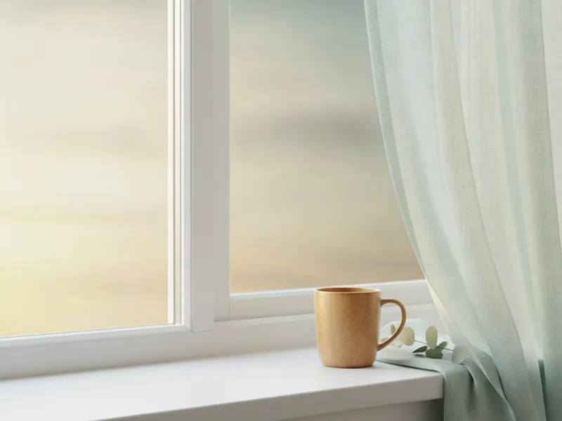 A cup by an open window at dusk on a Sunday evening