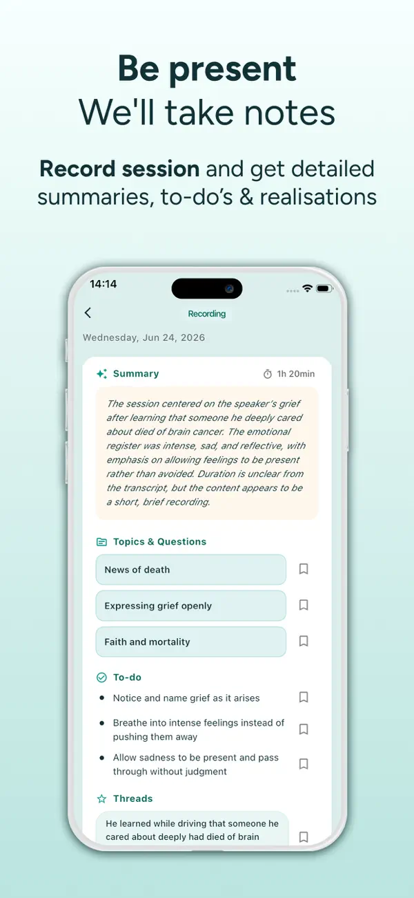 Session recording & summaries in MindSync