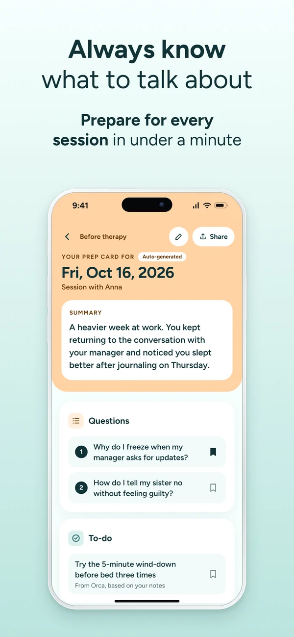 Before therapy card in MindSync