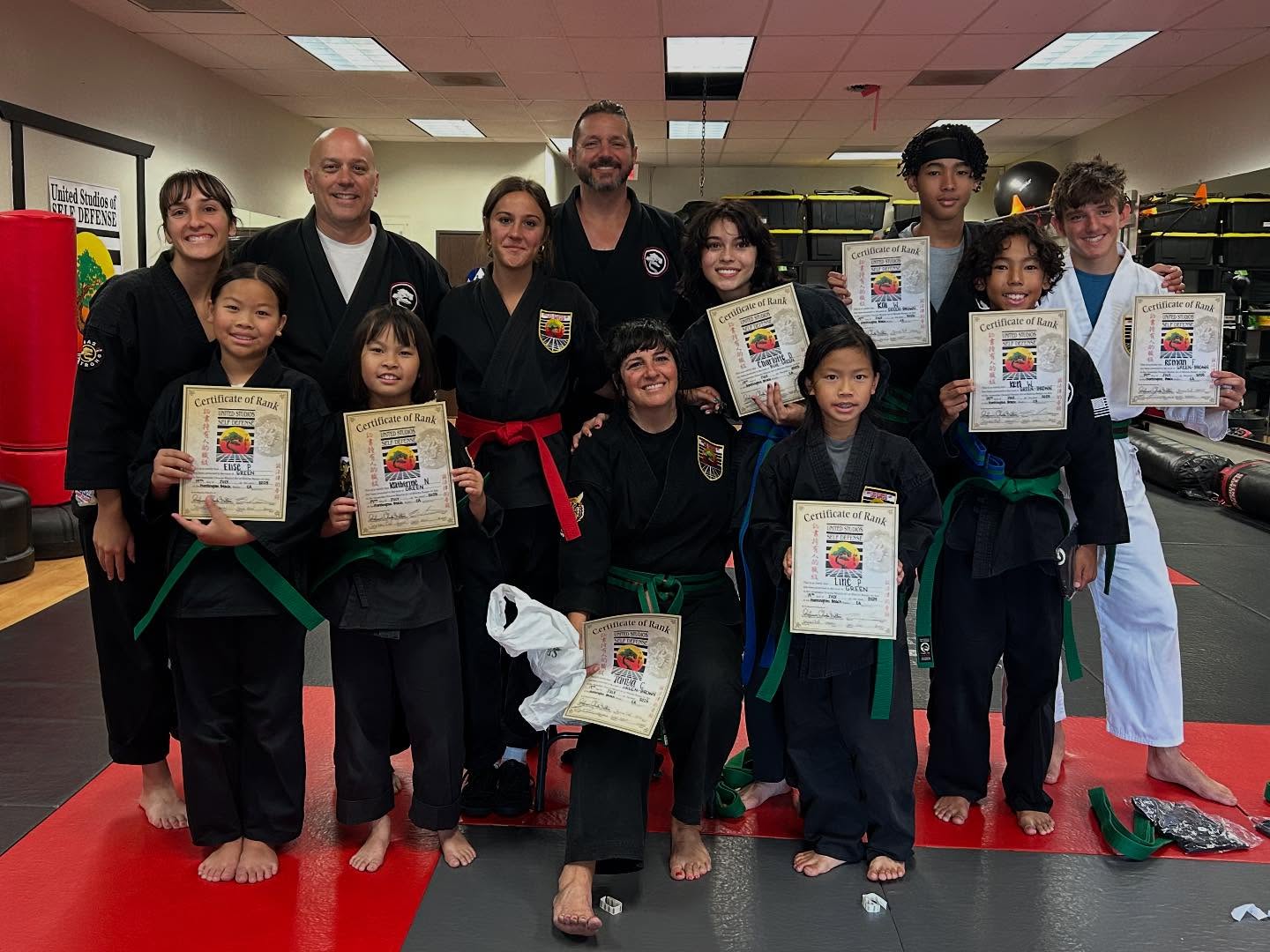 Imagery of the dojo and students practicing inside