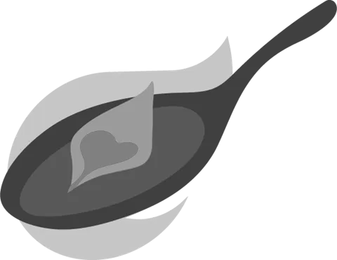 Illustration of a stylized flame with a heart shape inside it.