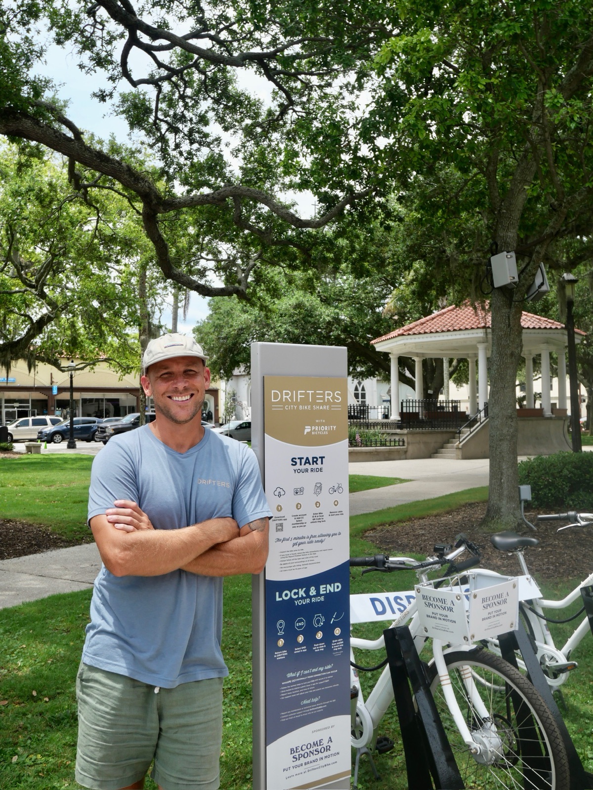 Ian Guthrie, who started Drifters, at the Plaza station tower