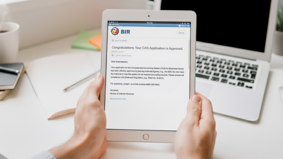 Business owner receiving CAS approval from BIR